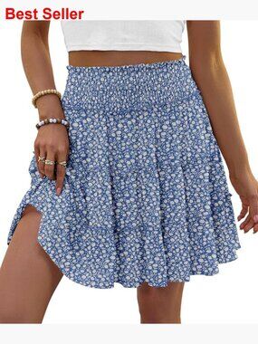High Waist Ruffle Skorts Casual Mini Skirt with Shorts